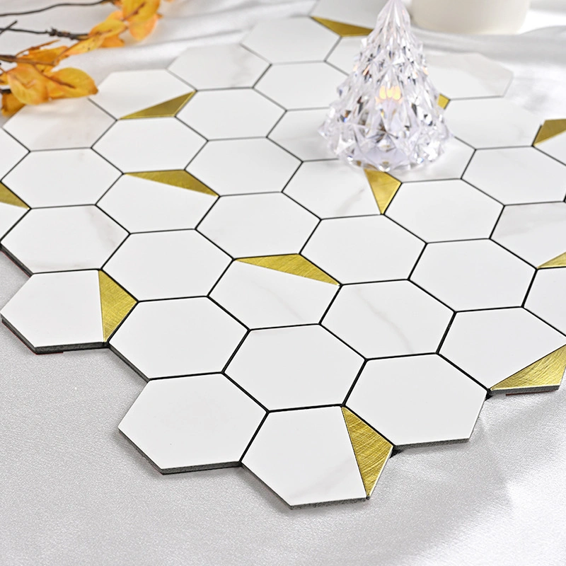 Natural Metal Marble Hexagonal Tile Kitchen Shower Room Stone Floor Tiles Hexagonal Mosaic Tile