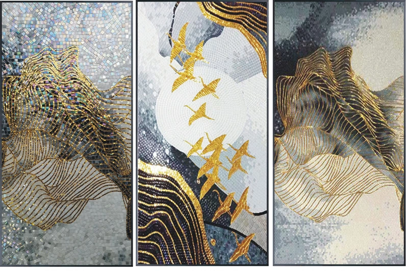 Beautiful Gold Crystal Glass Mosaic Tiles Wall Murals