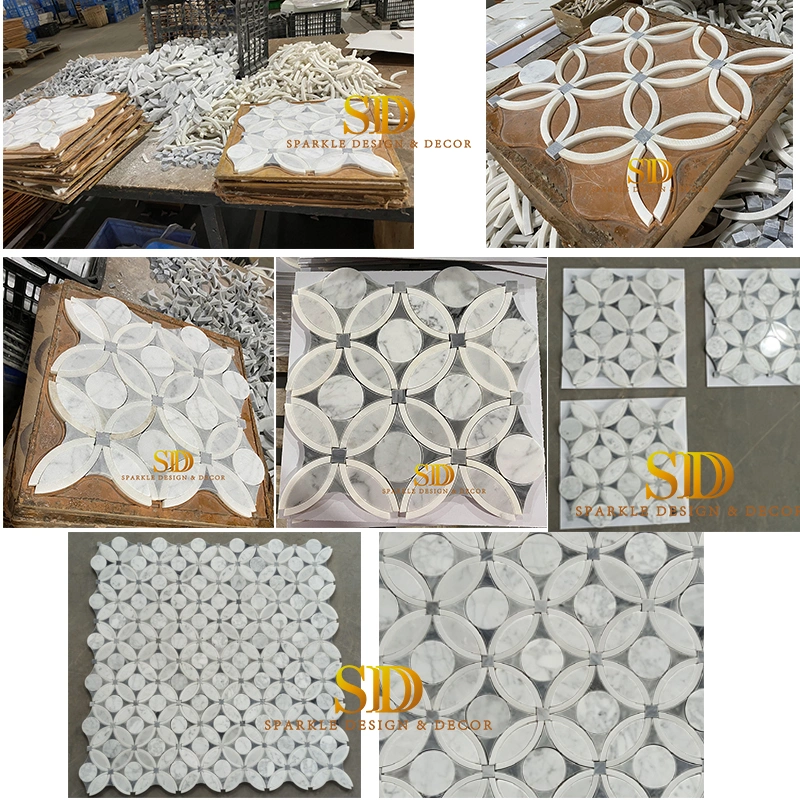 Hotsale Metal Mosaic Flower Pattern Tiles Brushed Aluminum Mosaic Tiles for Bathroom Wall Decoration