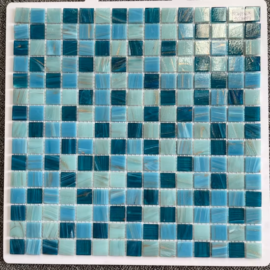 Foshan Factory Wholesale Price Blue Green Color Floor Hot Swimming Pool Melt Glass Mosaic Tile