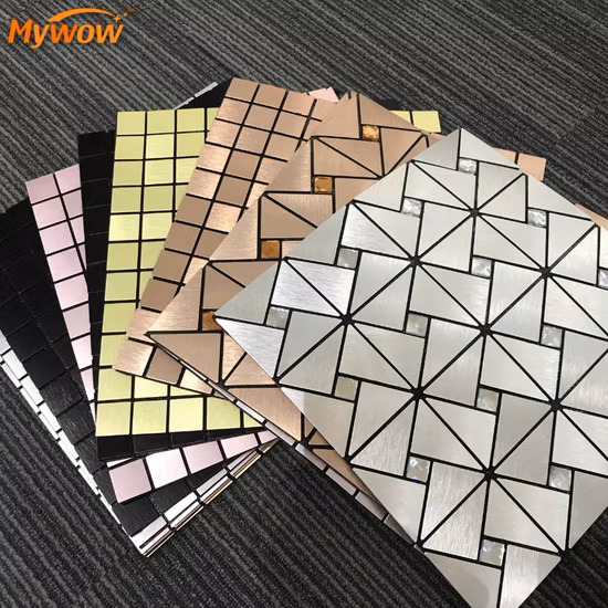 Kitchen Metal Aluminum Mosaic Ceramic Tiles Self-Adhesive Mosaic