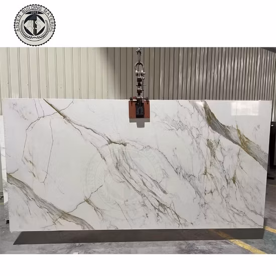 Artificial Gold Vein Stone Slab Calacatta White Quartz Solid Surface