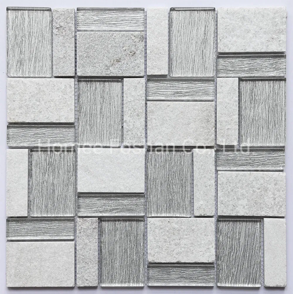 New Design Glass Stone Mosaic Marble Tile Silver Color Mosaico