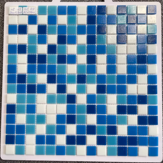Foshan Factory Wholesale Price Blue Green Color Floor Hot Swimming Pool Melt Glass Mosaic Tile