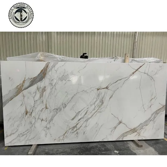 Artificial Gold Vein Stone Slab Calacatta White Quartz Solid Surface