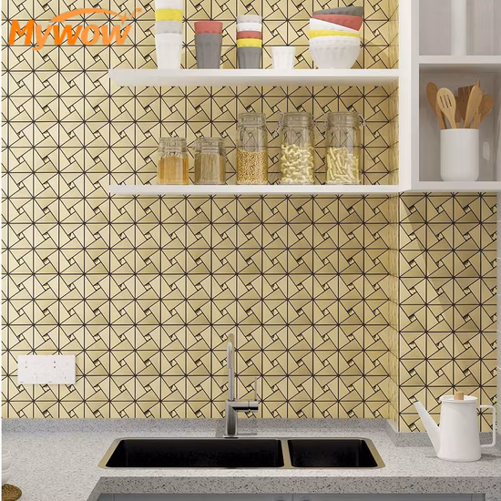 Kitchen Metal Aluminum Mosaic Ceramic Tiles Self-Adhesive Mosaic