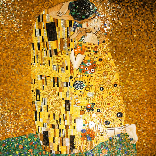 Klimt Handmade Glass Mosaic Wall Art Decor Hotel Golden Tiles Mural