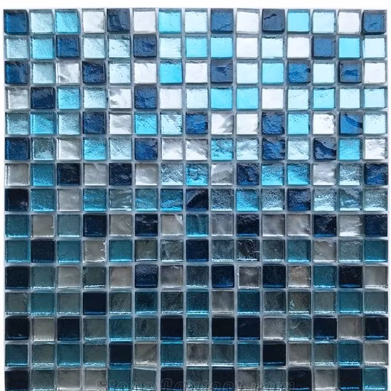 Swimming Pool Tile Marble Glass Waterjet Metal Mosaic