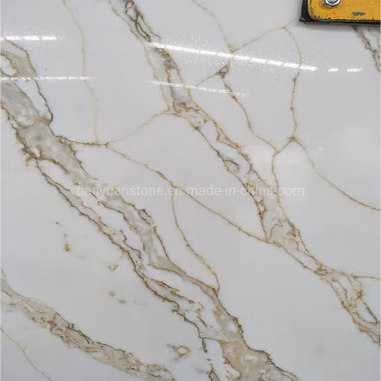 Calacatta Gold White Quartz Stone Slab for Kitchen Countertop 2cm 3cm